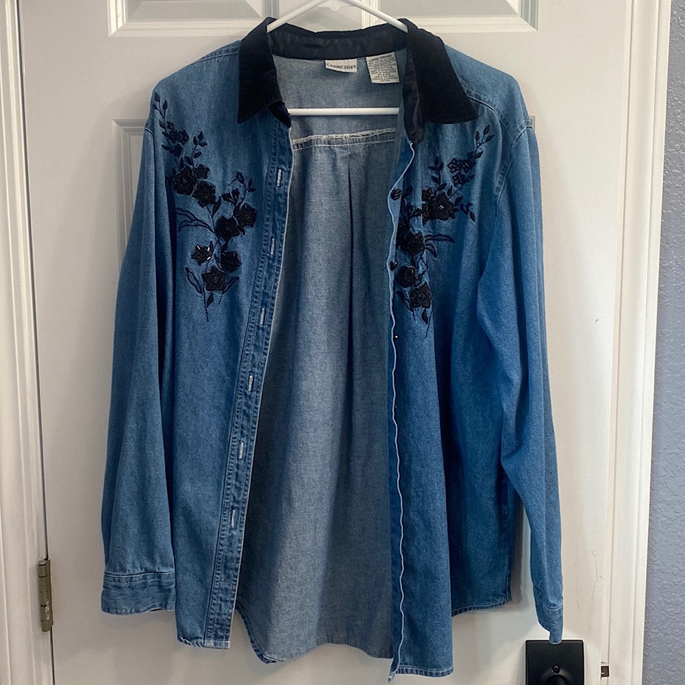 Vintage Embroidered Denim Button Down!